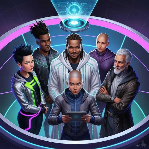 A group of diverse League of Legends players giving each other high fives, symbolizing equality and support within the gaming community. The image is vibrant and conveys a sense of camaraderie.