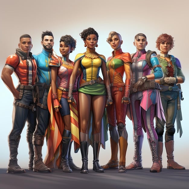 A digital artwork depicting diverse League of Legends characters standing together in a victorious pose, with a rainbow flag subtly incorporated into the background, symbolizing pride and achievement within the LGBTQ+ community.