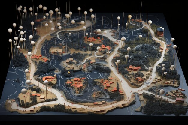 A strategic map overlay of League of Legends highlighting key objective locations (turrets, dragons, Baron) with heatmap-style visualizations indicating areas of high objective bounty potential and team fight hotspots.