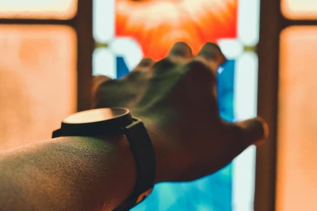 A close-up shot of a hand selecting an item from the newly reworked item shop in League of Legends patch 14.1 during a professional esports match, with blurred visuals of the game in the background.