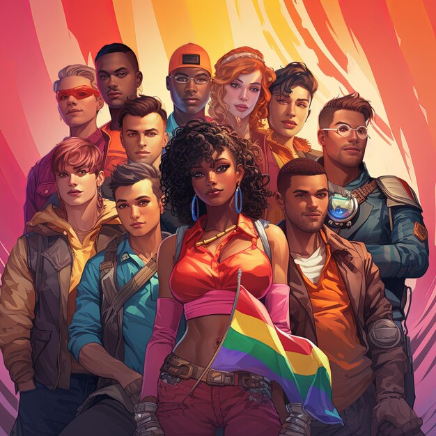 Fan art compilation showcasing various LGBT League of Legends characters, highlighting their diverse appearances and themes.