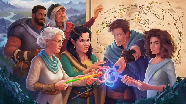 A stylized map of Runeterra with various champions highlighted, emphasizing newly revealed or confirmed LGBTQ+ characters and their interconnected stories.