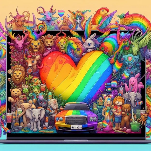 A screenshot from League of Legends featuring an in-game event celebrating Pride Month, with colorful decorations and LGBTQ+ themed skins and icons.