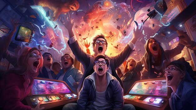 A high-energy scene depicting animated characters from a popular online game celebrating during a virtual in-game sale. The backdrop showcases celebratory banners and discounted skin offers. The image highlights the excitement surrounding Skin Sales Secrets: Predicting the Best Times to Snag Discounted Skins in the US.