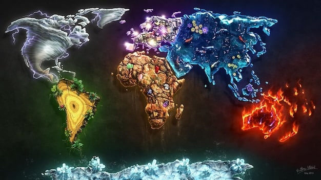 A graphic depicting a world map with each major League of Legends region highlighted (e.g., North America, Europe, Korea, China). Each highlighted region has small icons representing popular champion bans specific to that region. For example, North America might feature icons for champions like Azir, while Korea might feature icons for champions like Akali. The map showcases the diversity in ban priorities across different regions.