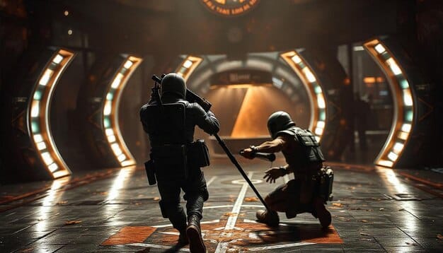 An intense teamfight scene in League of Legends, focusing on a marksman (e.g., Vayne or Xayah) deftly dodging abilities and dealing damage, symbolizing their critical role in late-game engagements.
