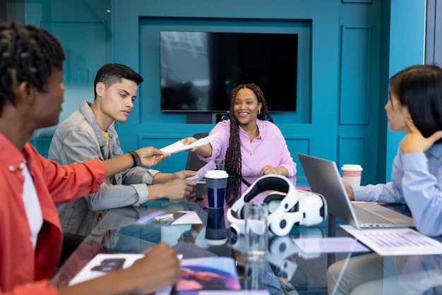 An image showing a facilitated workshop on inclusive language and diversity training for esports professionals. Participants are engaged in discussions, role-playing scenarios, and interactive exercises led by a diversity expert. The scene represents practical steps US esports organizations are (or could be) taking to promote LGBT diversity beyond mere symbolic gestures. The scenario directly addresses the core question: '*   US esports organizations: Are they truly committed to LGBT diversity?'