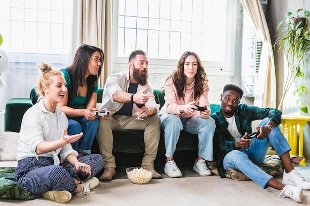 Several diverse esports team members sitting in a circle, engaged in an open and respectful discussion. One member is gesturing while speaking, while others listen attentively. The setting is a casual and comfortable meeting room, with esports merchandise on display. What are the best practices for creating inclusive and welcoming esports teams for LGBT players in the US?