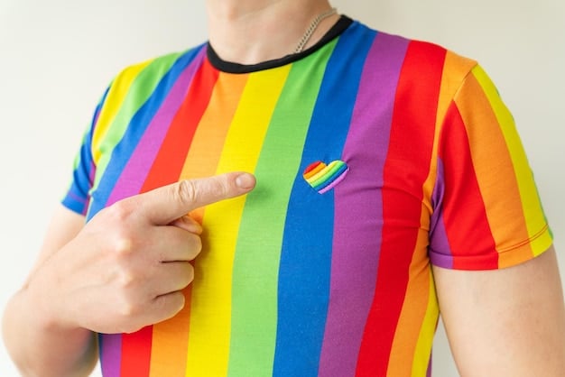 A close-up of a rainbow flag pin on an esports player's jersey, symbolizing LGBT support and inclusion within the esports community. The background is slightly blurred, showing the player engaged in a game, emphasizing the integration of LGBT advocacy into the competitive environment.