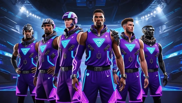 A close-up shot of a diverse group of League of Legends players in team jerseys, smiling and giving a thumbs-up. The jerseys are adorned with LGBT pride symbols. Captures the impact of LGBT-owned esports teams on representation in the US League of Legends scene.