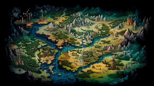 A richly detailed map of Runeterra overlaid with vibrant Pride flag colors, indicating event locations and story points for League of Legends Pride Month 2025.