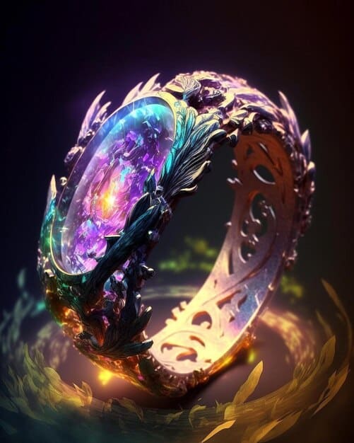 A vibrant splash art piece showing a collection of glittering Mythic Essence crystals floating around a stylized League of Legends logo, symbolizing rare currency.